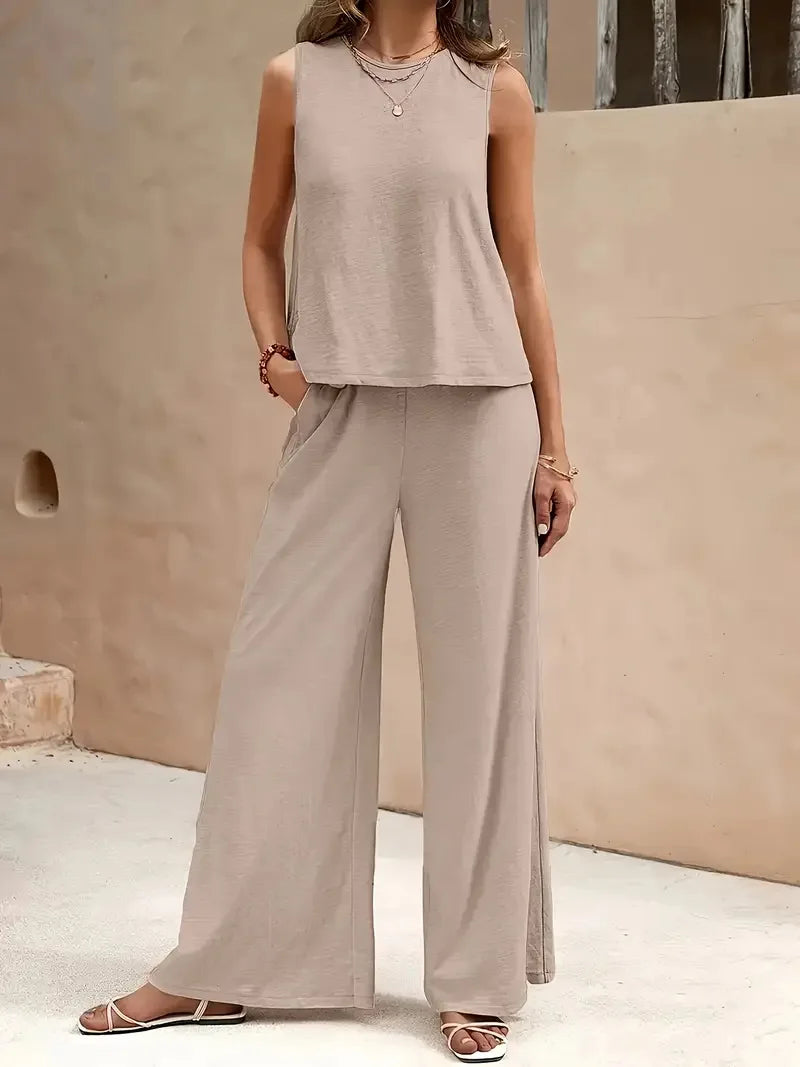 Serene Breeze Wide-Leg Two-Piece Set