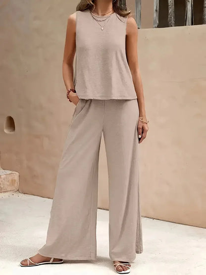 Serene Breeze Wide-Leg Two-Piece Set