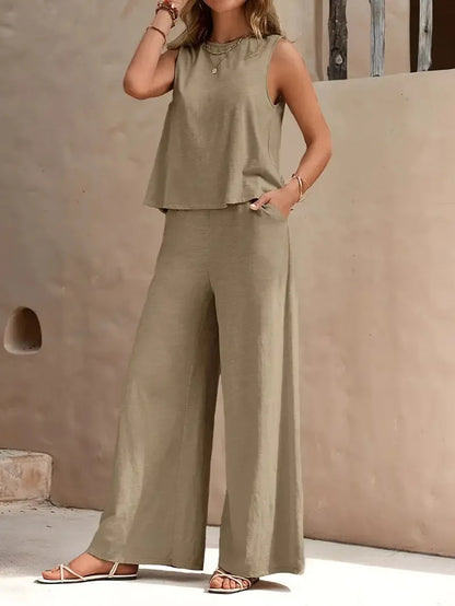 Serene Breeze Wide-Leg Two-Piece Set