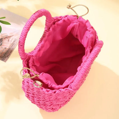 Trendy Handwoven Straw Half-Moon Bag