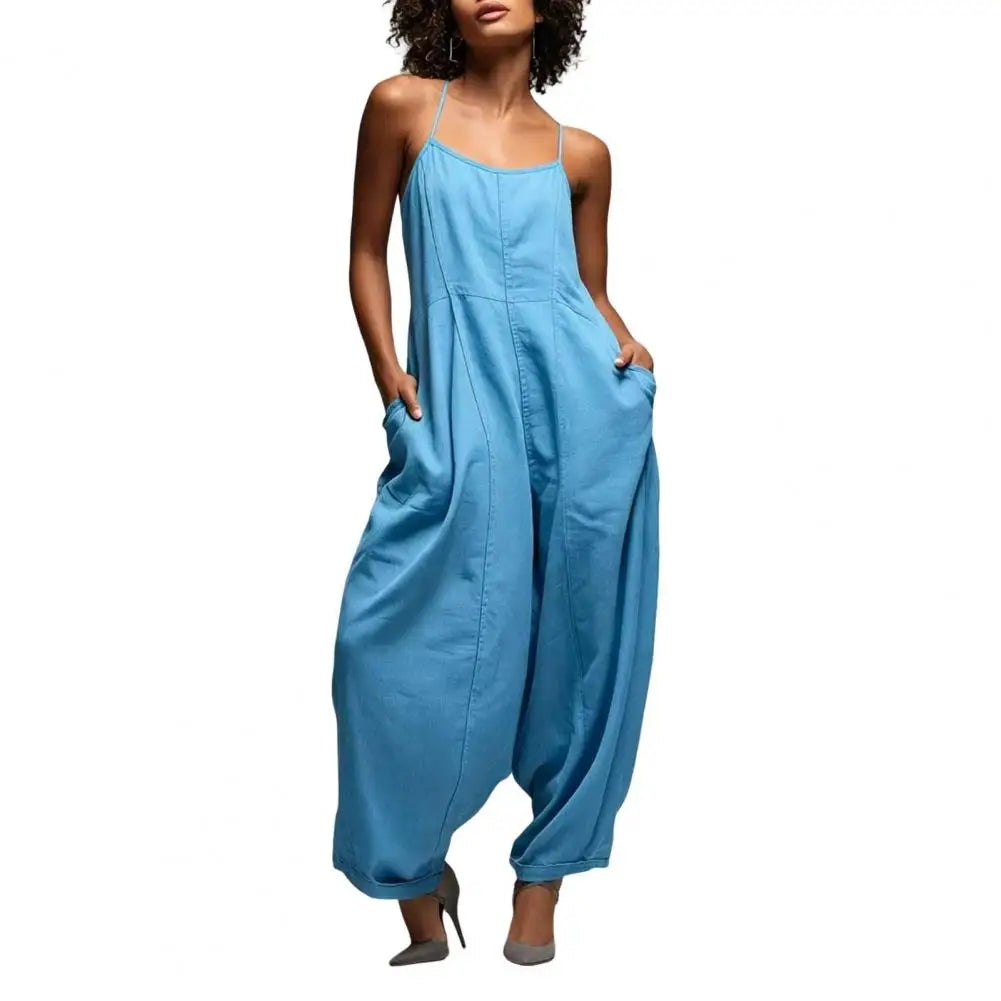 Elegant Spaghetti Strap Wide Leg Jumpsuit