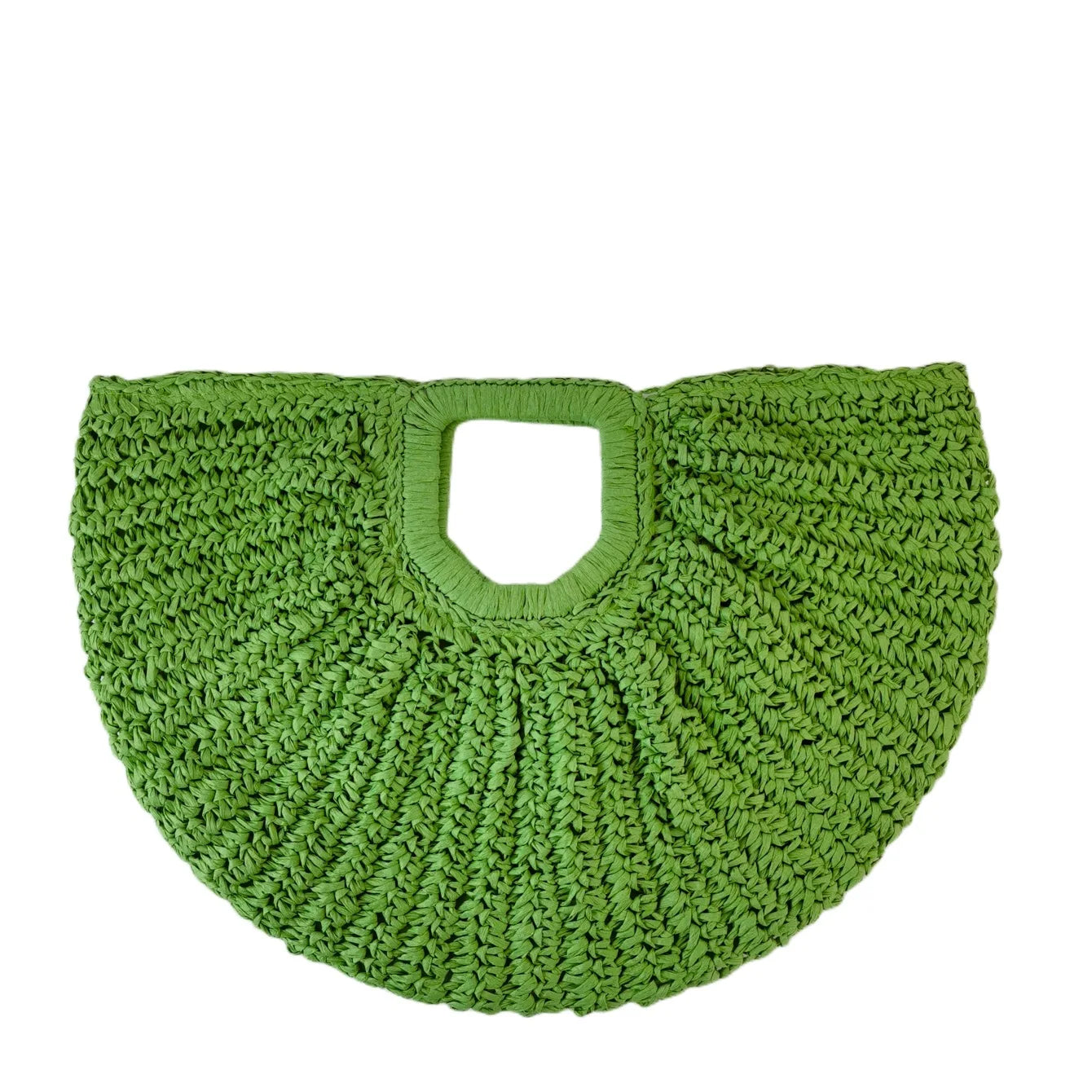 Handmade Half Moon Straw Tote Bag