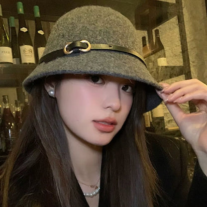 Chic Wool Buckle Cap