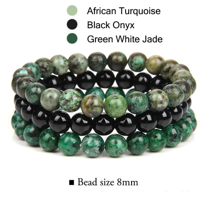 3Pcs Stacked Natural Stone Bracelet Set