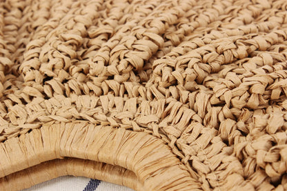Handmade Half Moon Straw Tote Bag