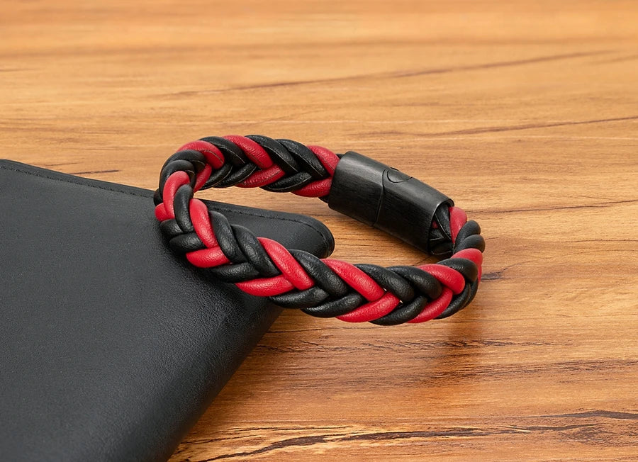 Braided Leather Cuff Bracelet for Men