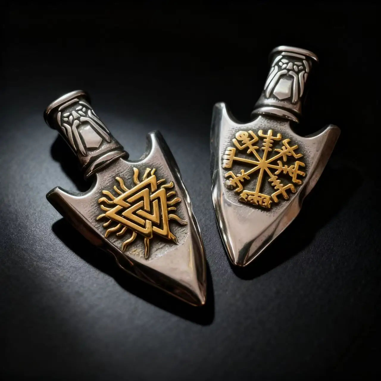 Viking Arrowhead Compass Pendant Necklace