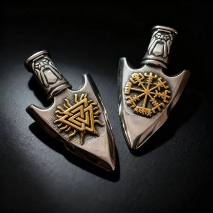 Viking Arrowhead Compass Pendant Necklace