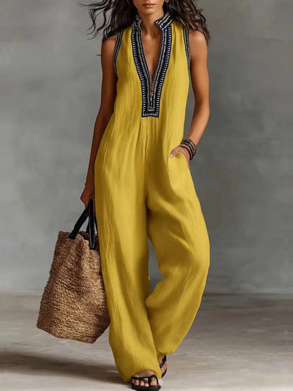 Effortless Elegance Deep V-Neck Jumpsuit