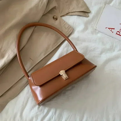 Minimalist Leather Baguette Shoulder Bag