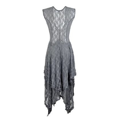 Enchanted Lace Handkerchief-Hem Dress