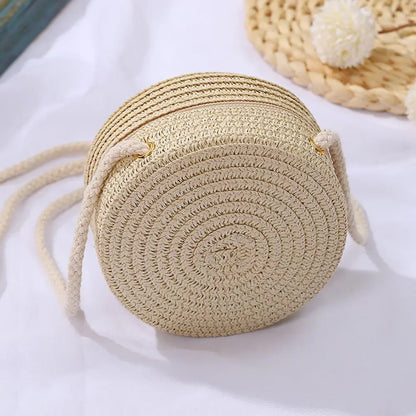 Handmade Round Rattan Crossbody Bag