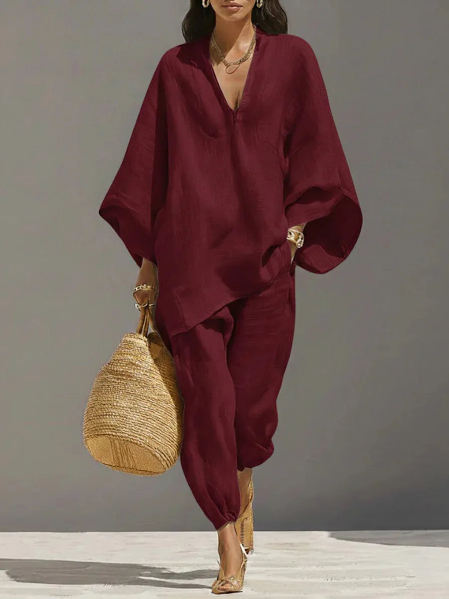 Dynamic Silhouette Linen-Blend Matching Set