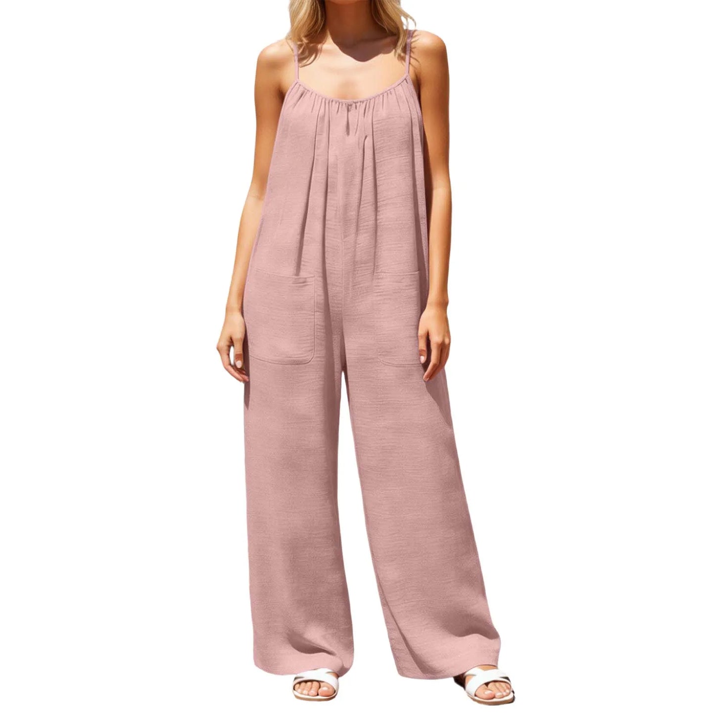 Flowy Backless Wide Leg Spaghetti Strap Jumpsuit
