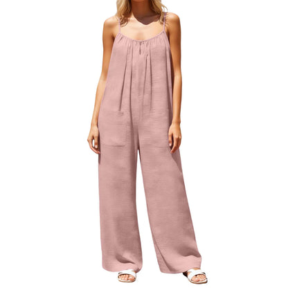 Flowy Backless Wide Leg Spaghetti Strap Jumpsuit