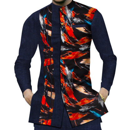 Casual 100% Cotton Mens African  Print Shirt