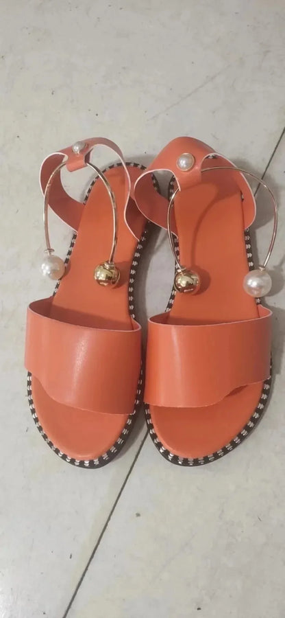 Pearly Bead Slingback Sandals