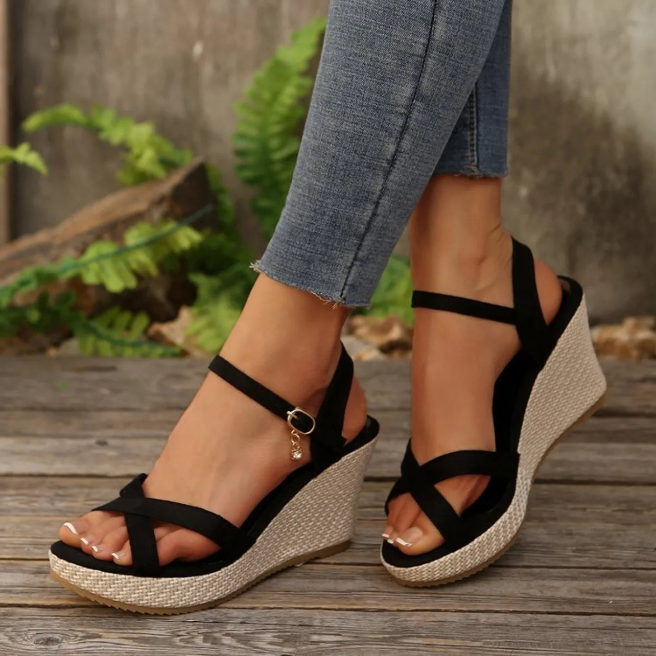 Espadrille Crisscross Wedge Sandals