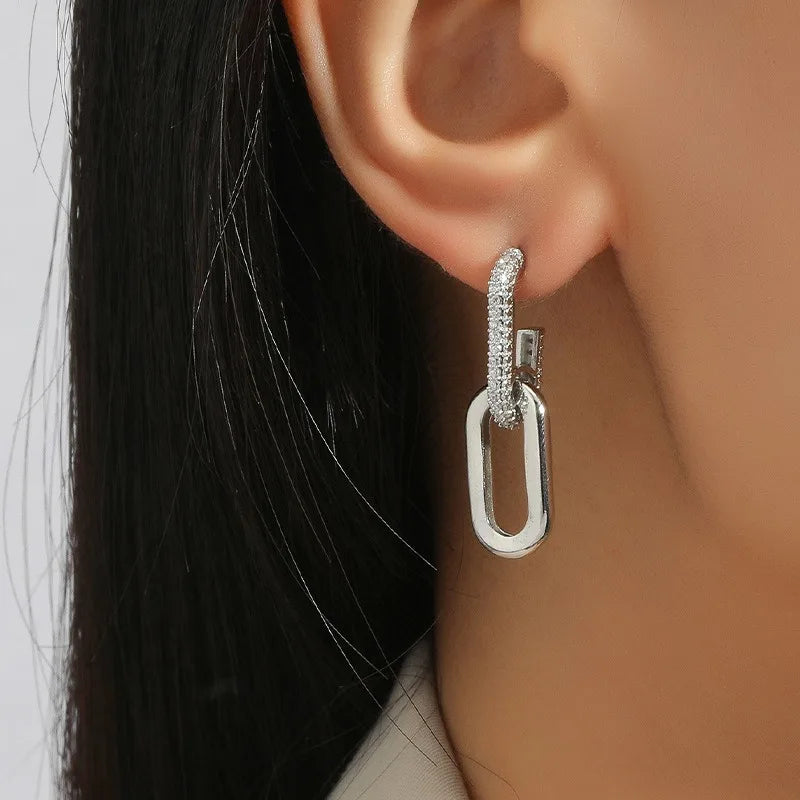 Luminous Spark Rectangle Zircon Earrings