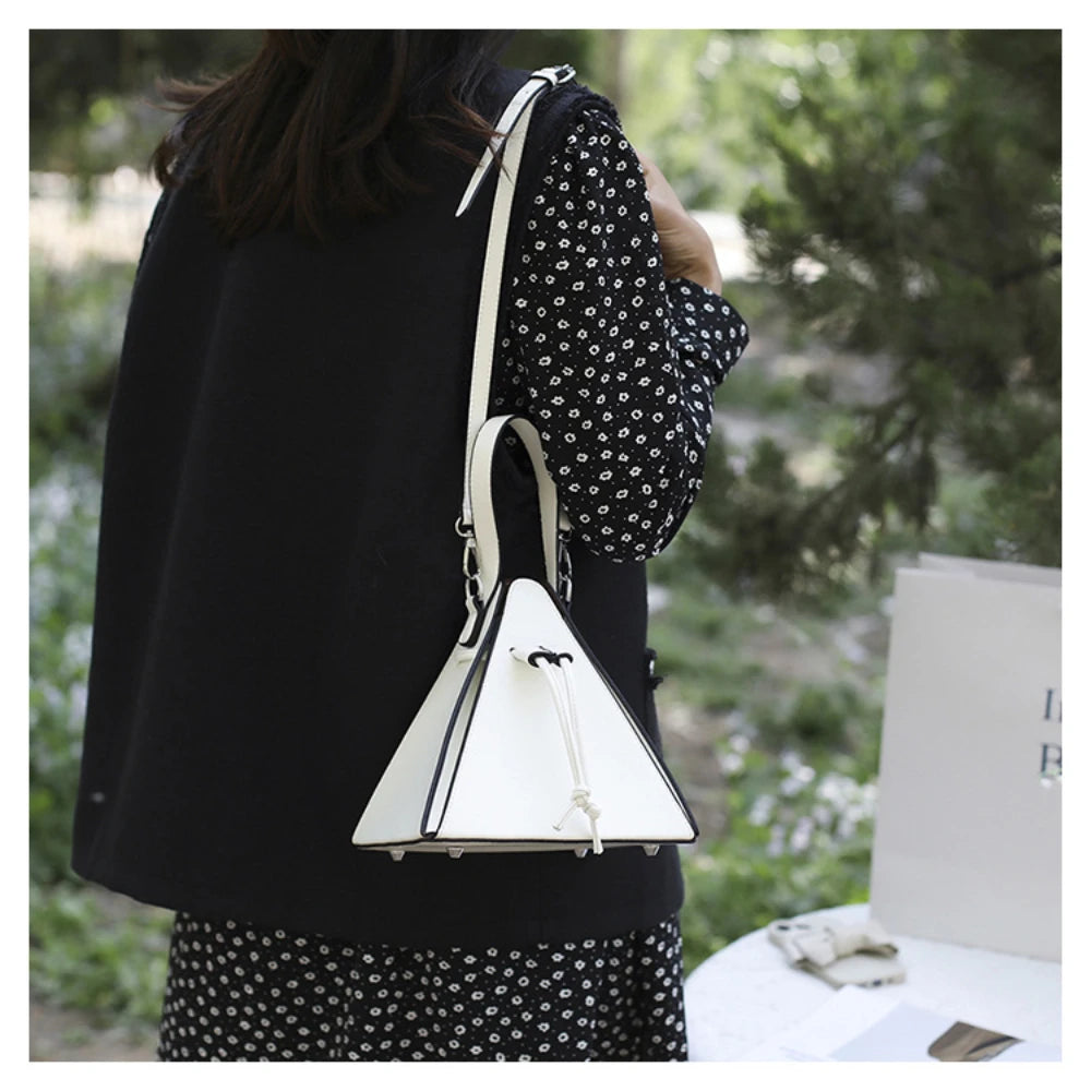 Geo Triangle Drawstring Bucket Bag