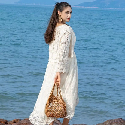 Beaded Bucket Tote Handbag