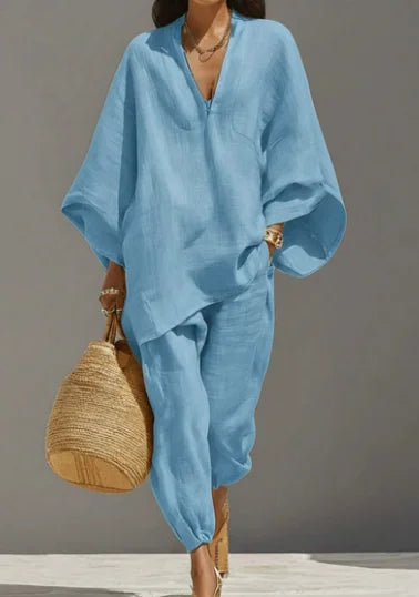 Dynamic Silhouette Linen-Blend Matching Set
