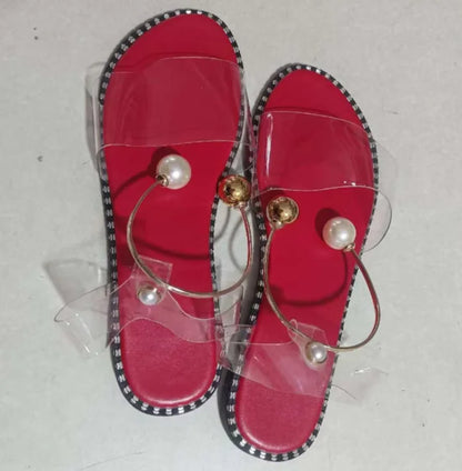 Pearly Bead Slingback Sandals