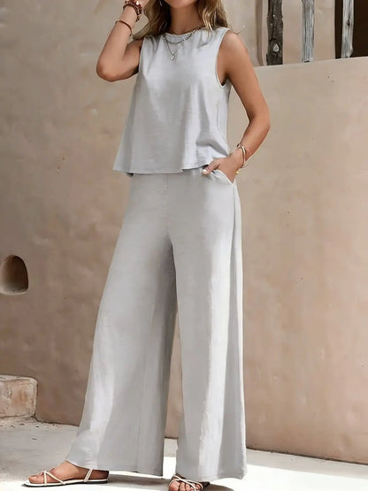 Serene Breeze Wide-Leg Two-Piece Set
