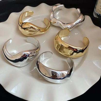 Irregular Geometric Glossy Opening Bangle