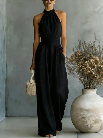 Elegant Halter Wide Leg Jumpsuit
