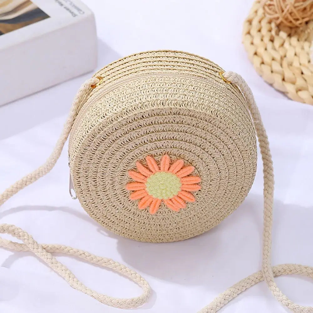 Handmade Round Rattan Crossbody Bag