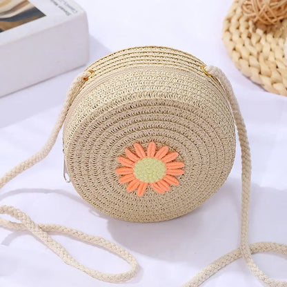 Handmade Round Rattan Crossbody Bag
