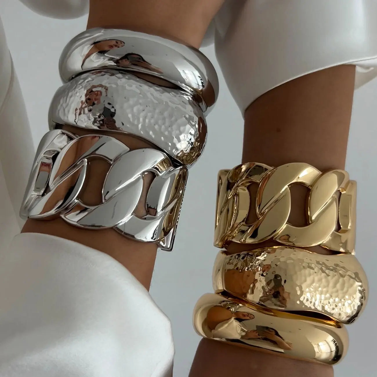 Bold Metal Statement Cuff Bracelet