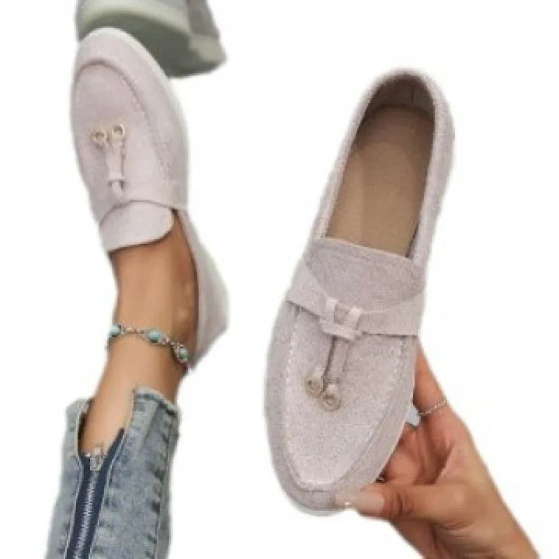 Lefu Women's Soft Leather Comfortable Flats