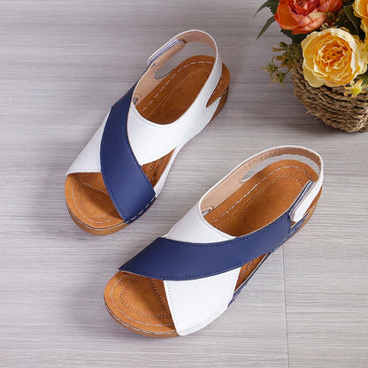 Casual Style Colorblock Wedge Sandals