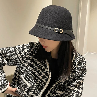 Chic Wool Buckle Cap