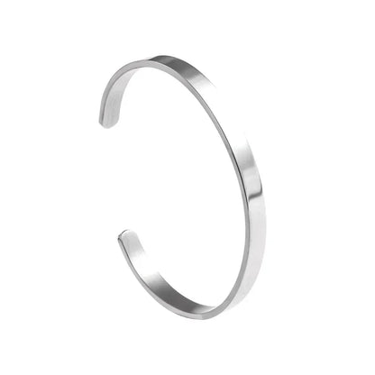 Polished Steel Open Cuff Bangle