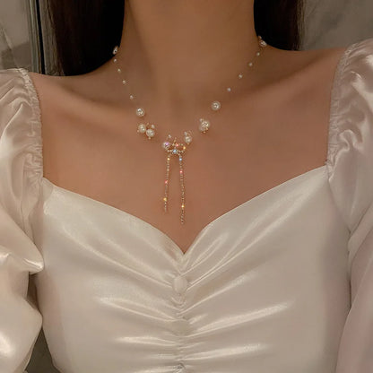 Elegant Beaded Pearl Necklace Women