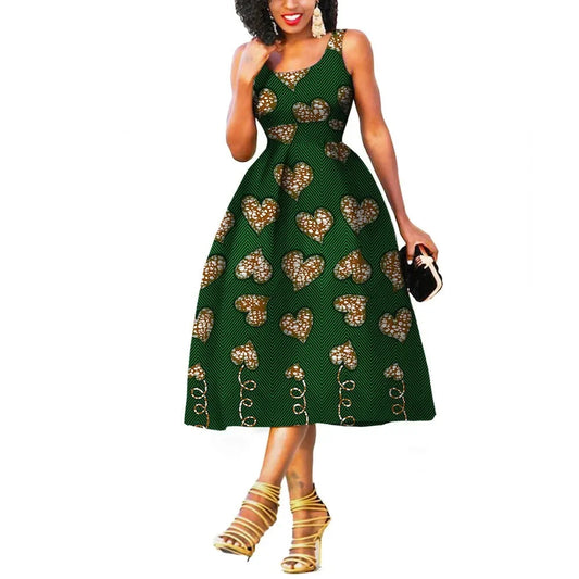 Elegant Sleeveless African Print Dress - Prolyf Styles
