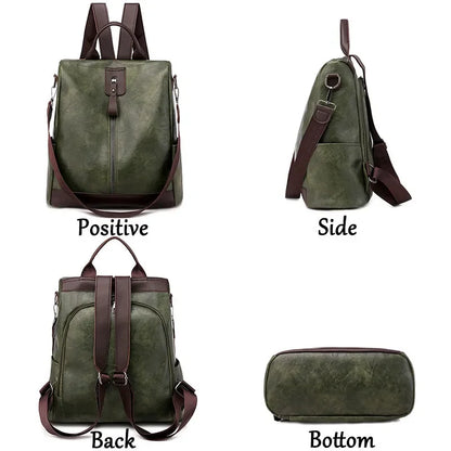 Women's Anti-Theft Leather Backpack