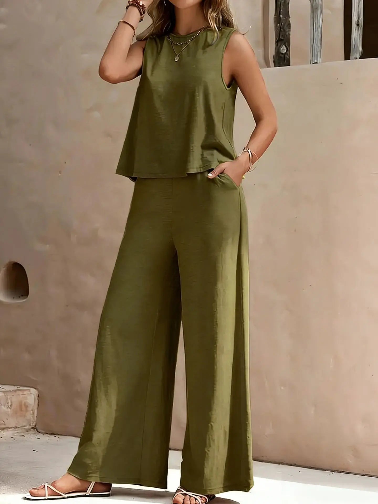 Serene Breeze Wide-Leg Two-Piece Set