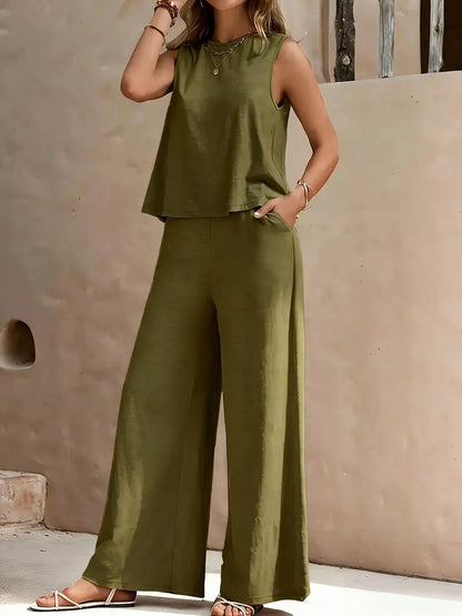 Serene Breeze Wide-Leg Two-Piece Set