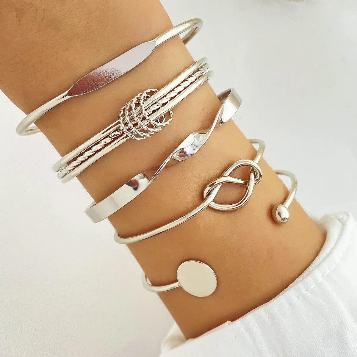 Geometric Silver & Gold Bracelet