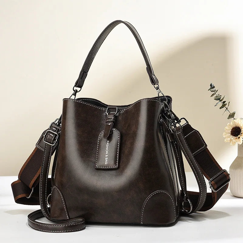 The Elena Structured Vintage Bucket Bag