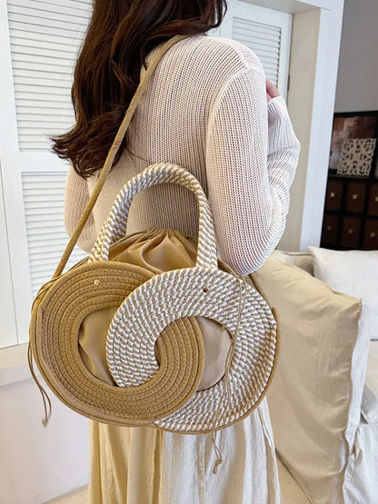 Aura Woven Straw Shoulder Handbag