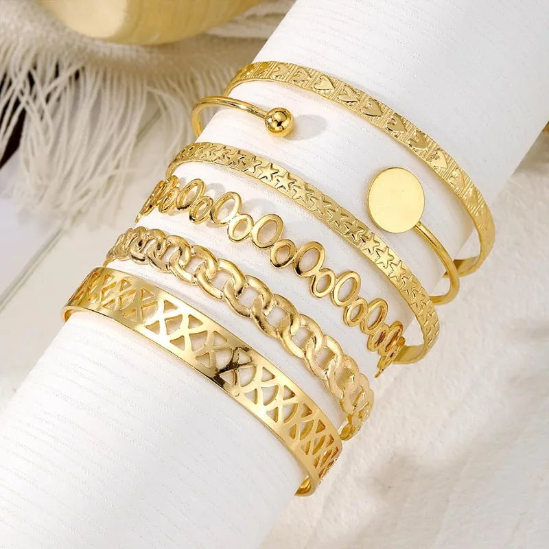 Modern Geometric Stackable Bangle Bracelet Set