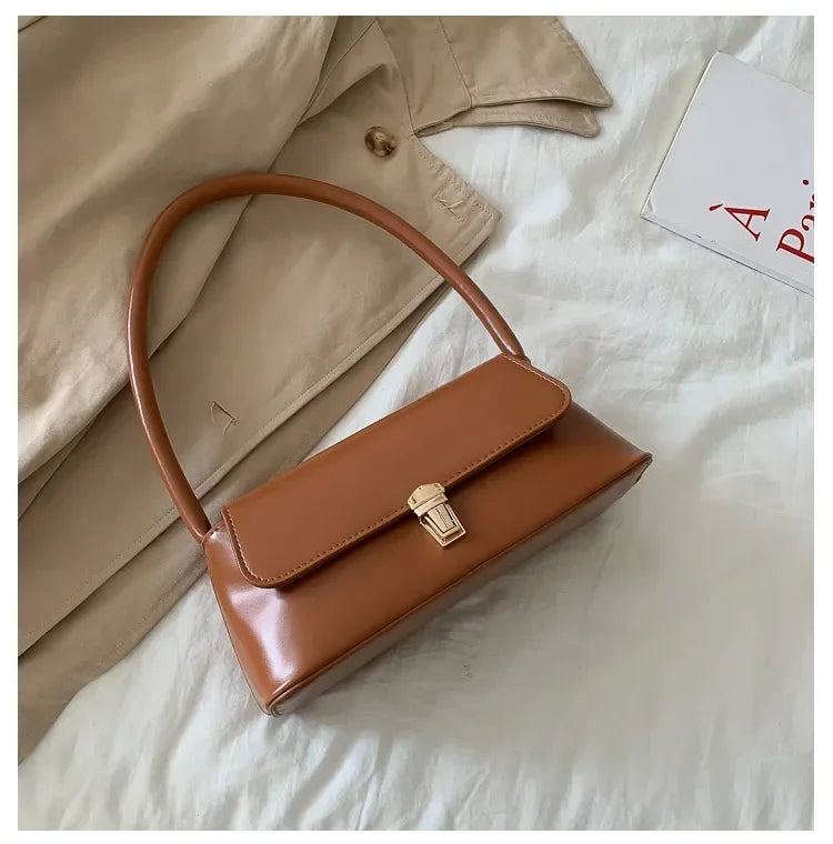 Minimalist Leather Baguette Shoulder Bag