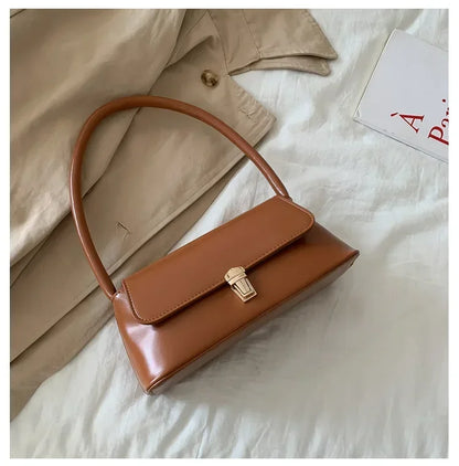 Minimalist Leather Baguette Shoulder Bag