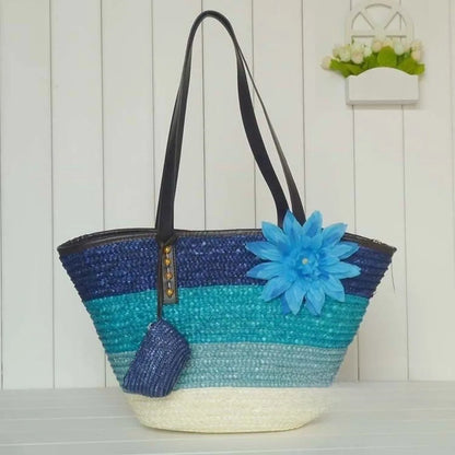 Sun-Drenched Striped Handwoven Straw Tote