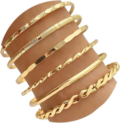 Modern Geometric Stackable Bangle Bracelet Set